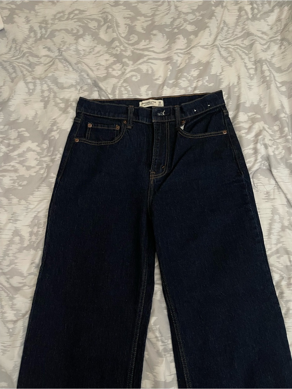 Abercrombie & Fitch Deep Indigo High-Rise Wide Leg Jeans